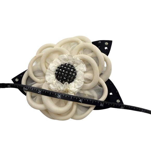 St. John Vintage Large Silk Rhinestone Flower Brooch - Picture 6 of 7